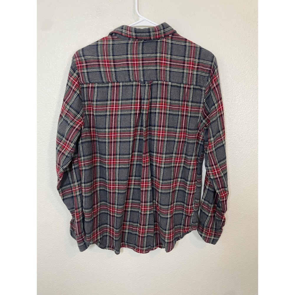 Woolrich Flannel Shirt Mens Medium‎ Gray Red Plaid Excellent Cotton Button Down - Picture 2 of 8
